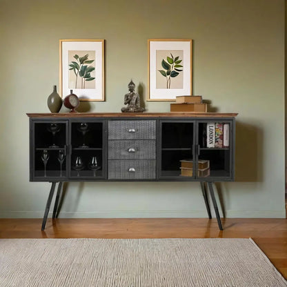 Buffet Marron Gris Bois Métal Alexandra House Living