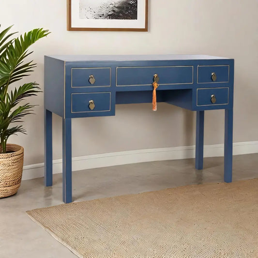 Bureau Bleu Doré DKD Home Decor