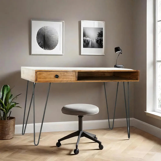 Bureau Bois/Naturel Métal DKD Home Decor