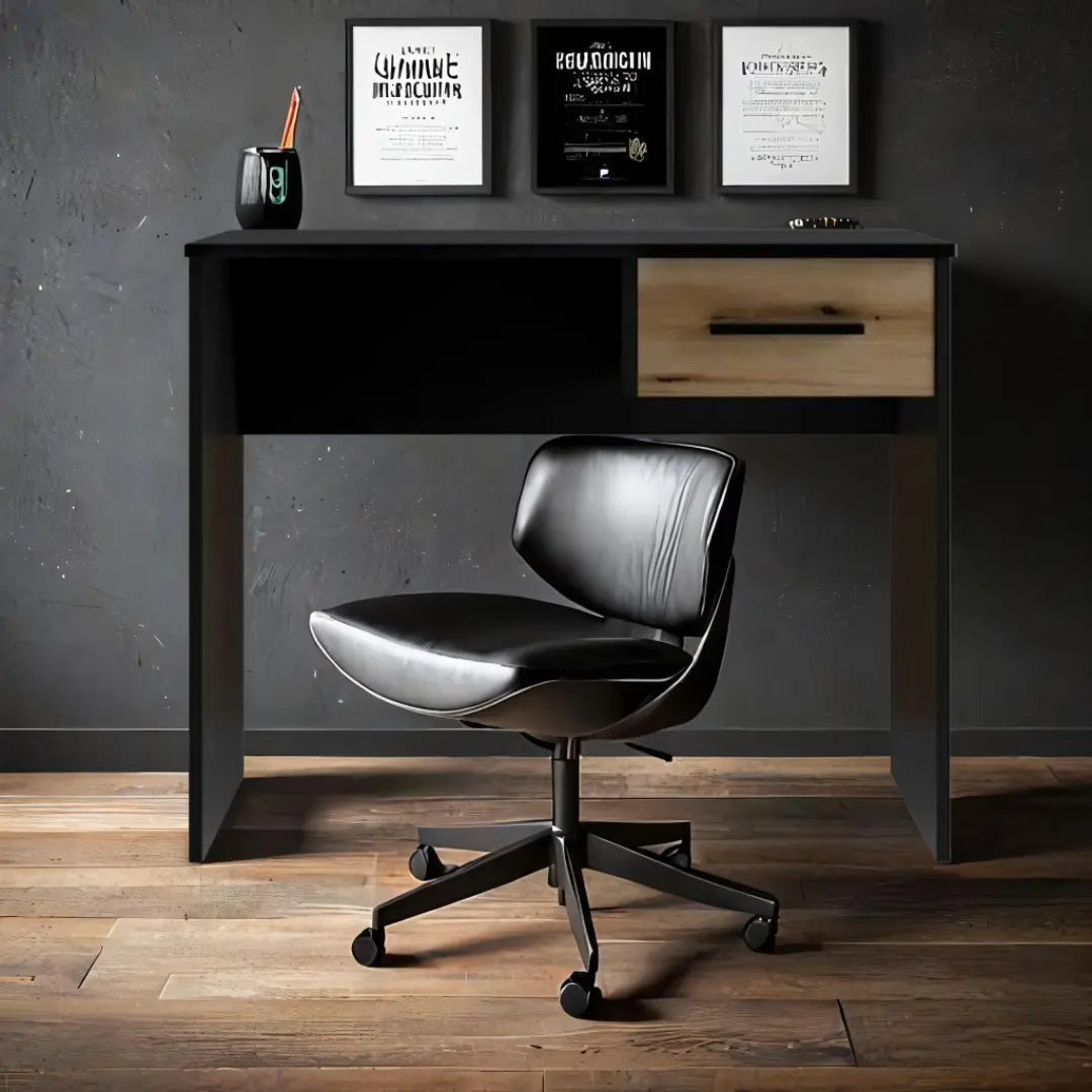 Bureau Noir/Bois BigBuy Home