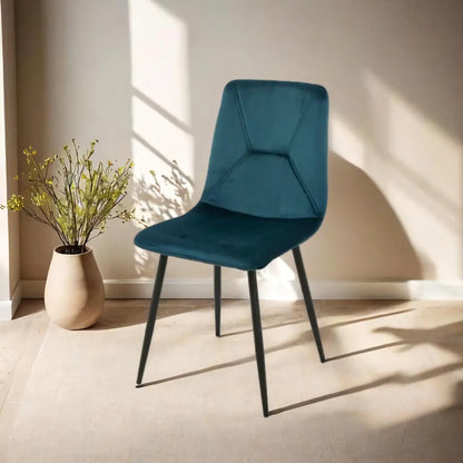 Chaise Bleu Velours Métal Romimex