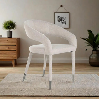 Chaise de Salle à Manger Beige Polyester Métal Home ESPRIT