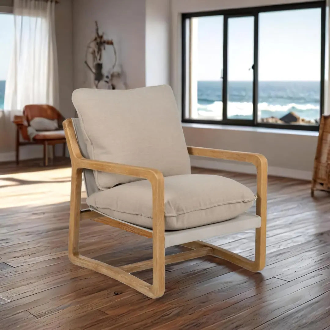 Fauteuil Beige Naturel Bois d'hévéa Éponge Bois de frêne Foam BigBuy Home