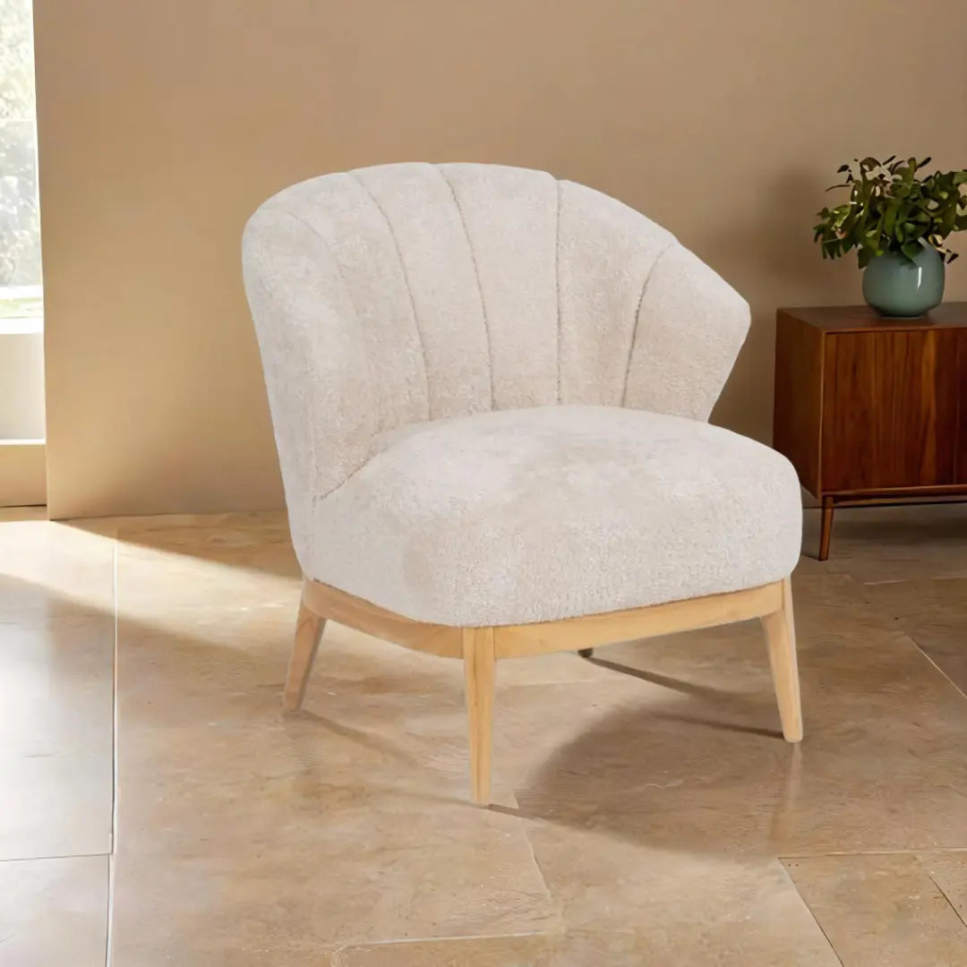 Fauteuil Crème Naturel Bois d'hévéa Foam Tissu BigBuy Home