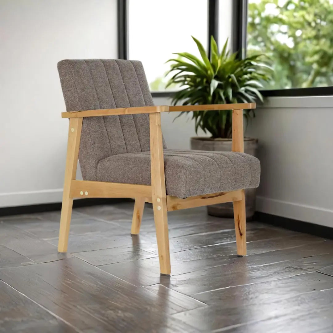 Fauteuil Naturel Beige Polyester Pin DKD Home Decor