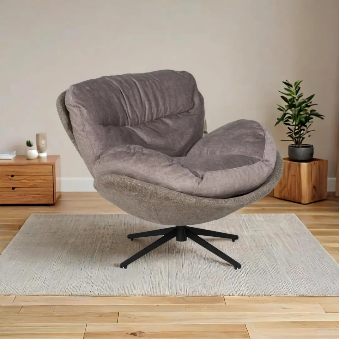 Fauteuil Noir Taupe Bois Fer BigBuy Home