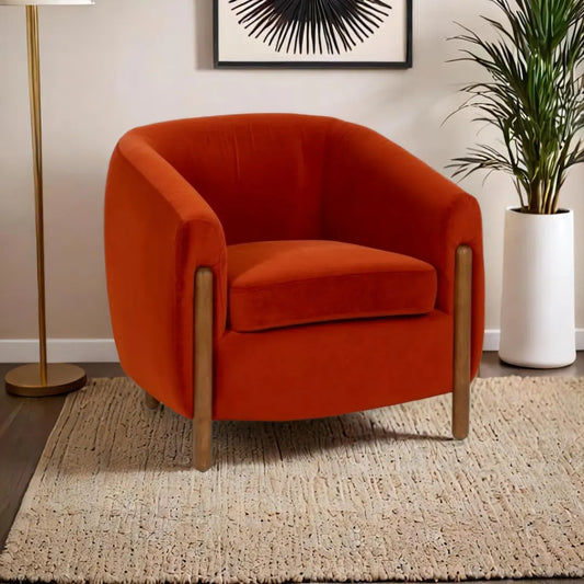 Fauteuil Rouge Naturel Bois d'hévéa Foam Tissu BigBuy Home