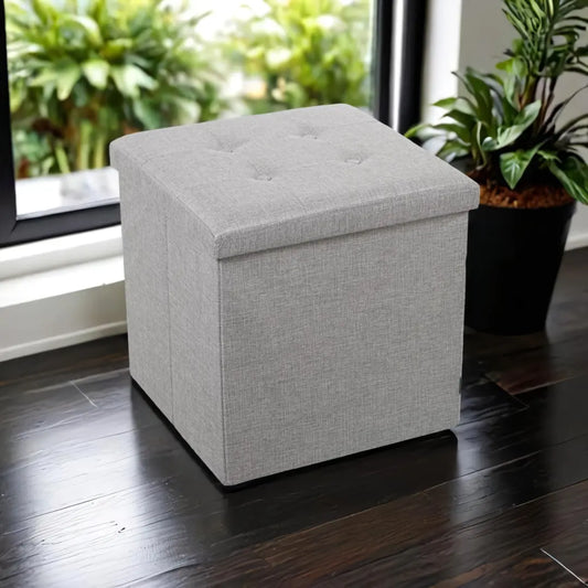 Pouf  Gris Polyester Textile Pliable Alexandra House Living