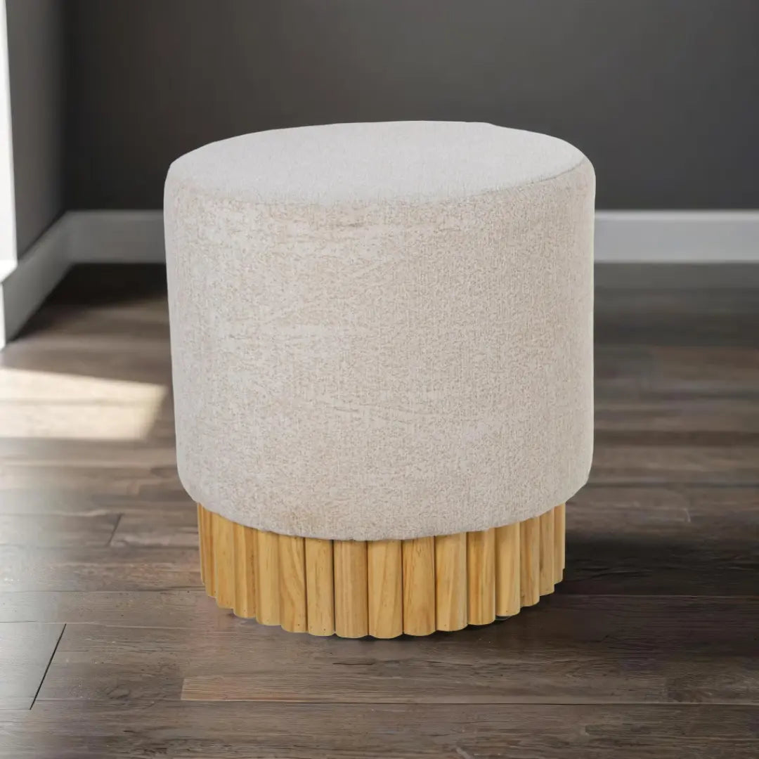 Pouf Jaune Beige Bois Alexandra House Living