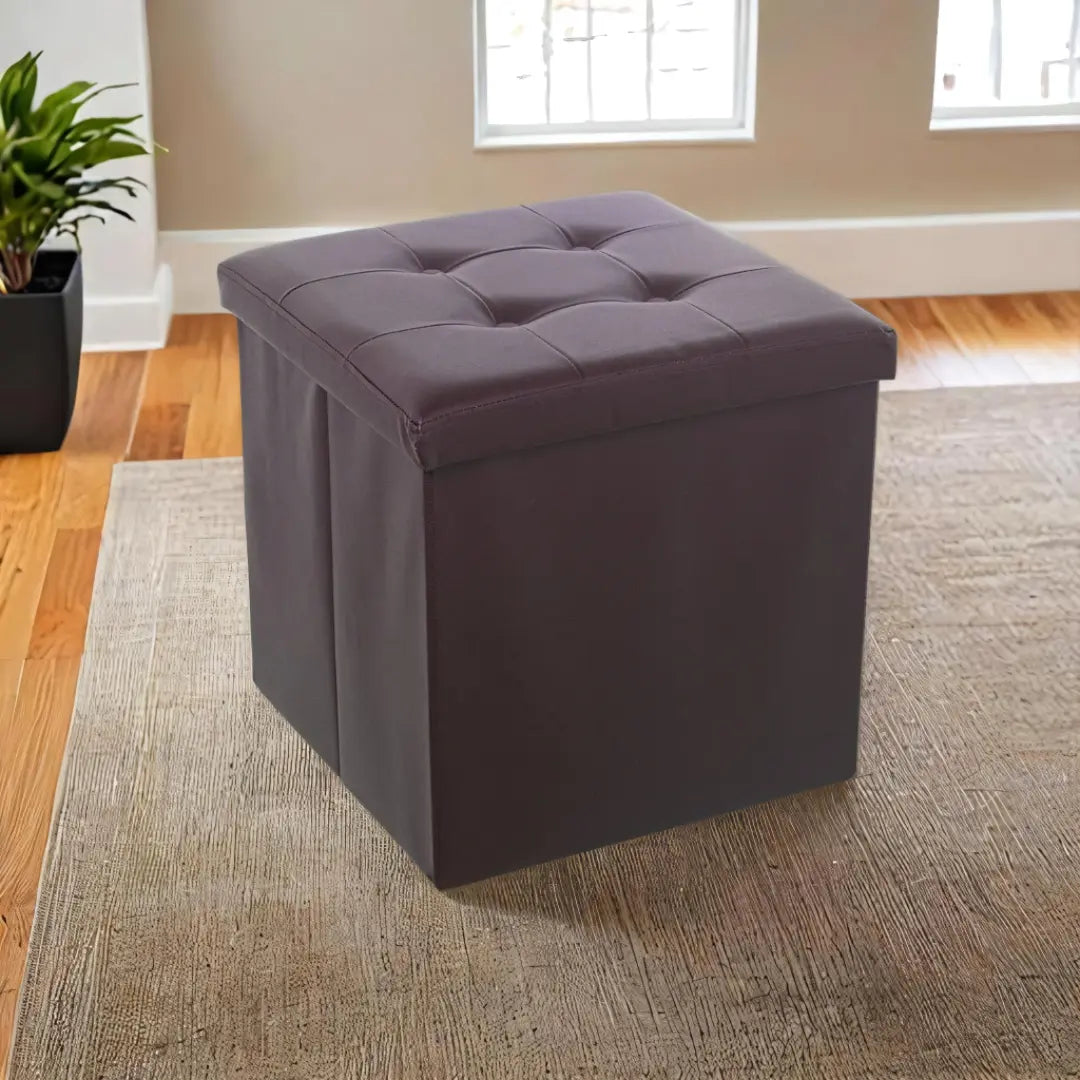 Pouf  Marron Cuir Synthétique  Pliable Alexandra House Living