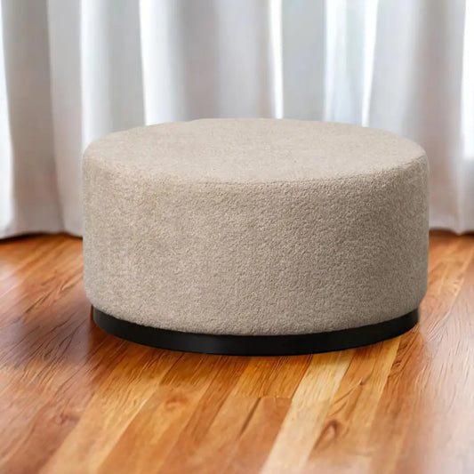 Pouf Noir Beige Métal Bois de pin Bois MDF BigBuy Home