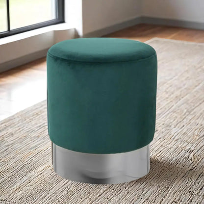 Pouf Vert Argent Velours Bois Alexandra House Living