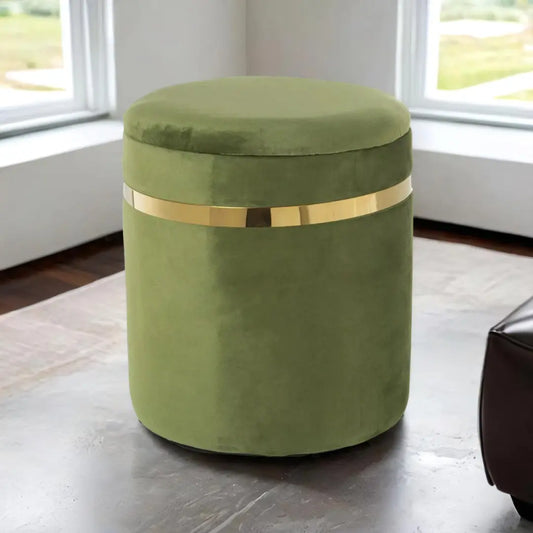 Pouf Vert Doré Velours - Lot de 2 Pièces Alexandra House Living