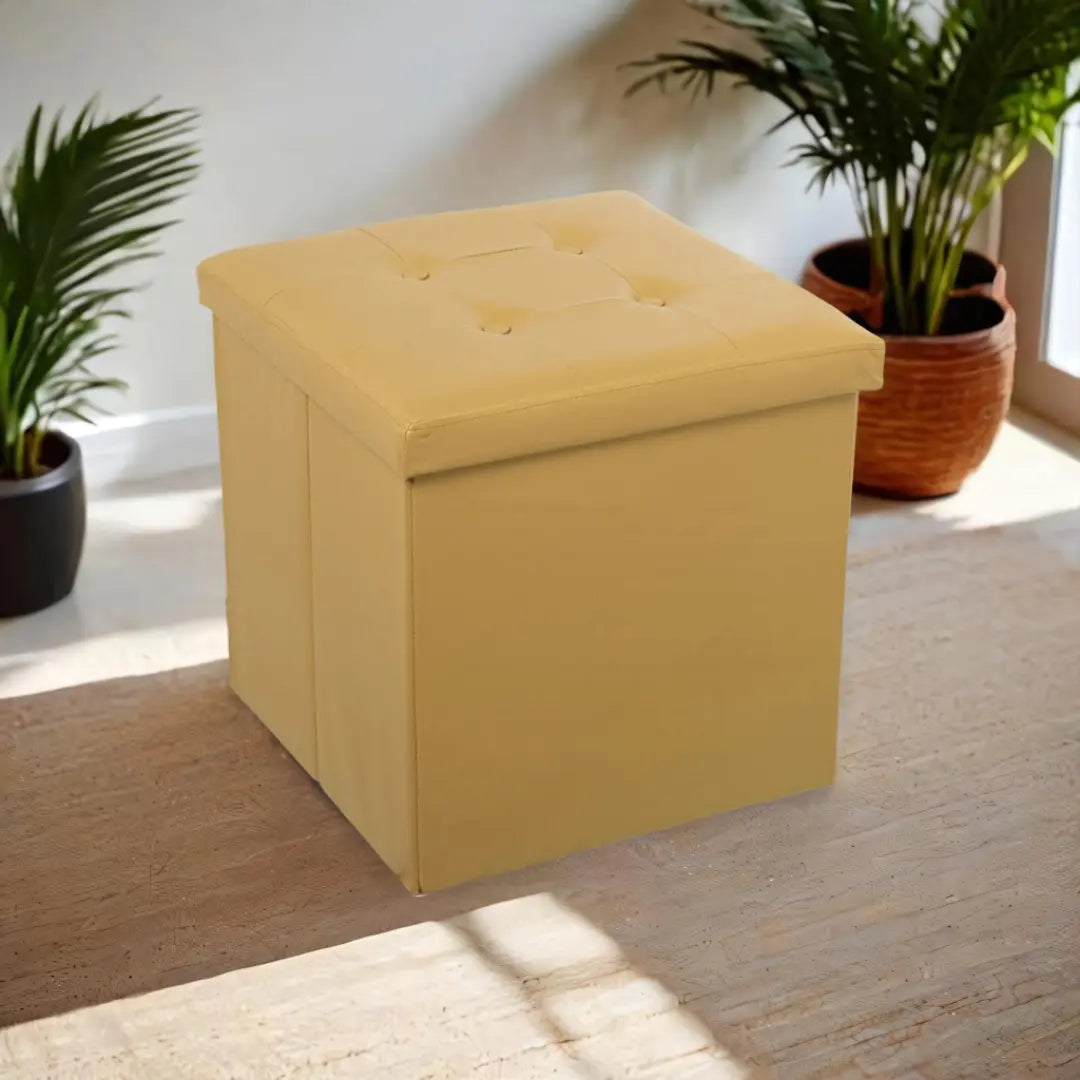 Pouf convertible  Jaune Cuir Synthétique Alexandra House Living