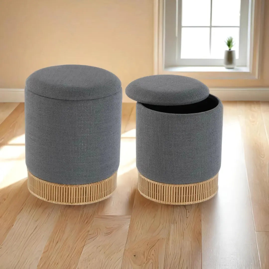 Pouf convertible Versa Gris Bambou (2 Pièces) Versa