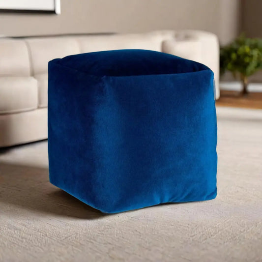 Pouf en Velours Bleu (4 Unités) Gift Decor