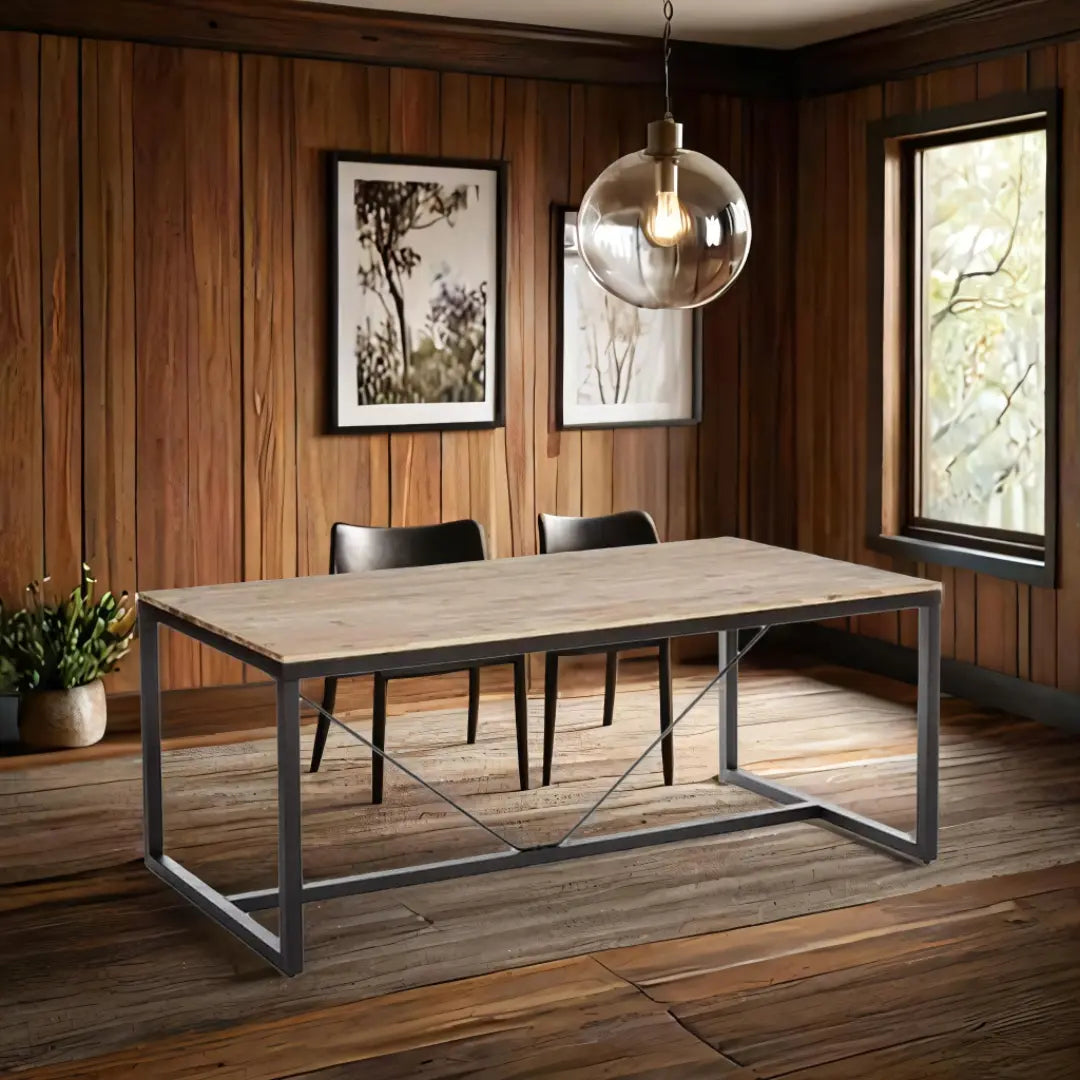 Table de Salle à Manger Edena Naturel Marron Bois d'acacia Atmosphera