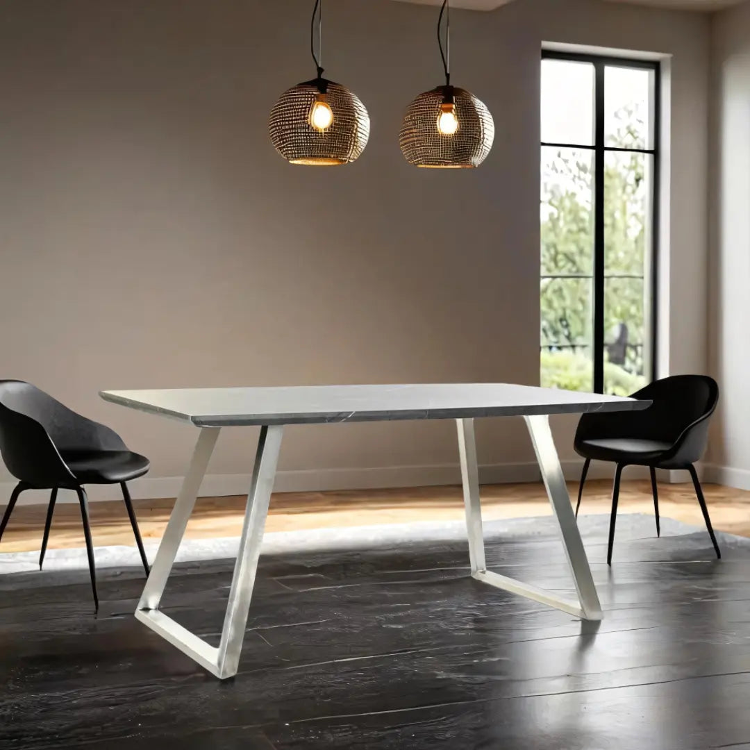 Table de Salle à Manger Noir Acier Bois DKD Home Decor