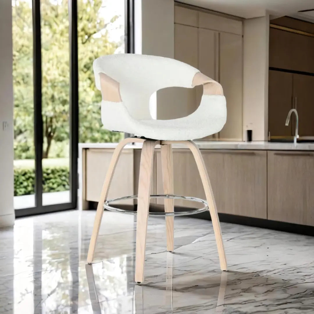 Tabouret  Blanc Bois Home ESPRIT