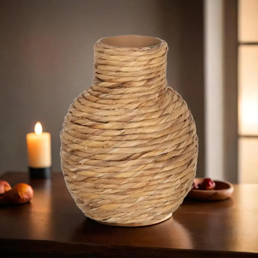 Vase Naturel Fibre naturelle BigBuy Home