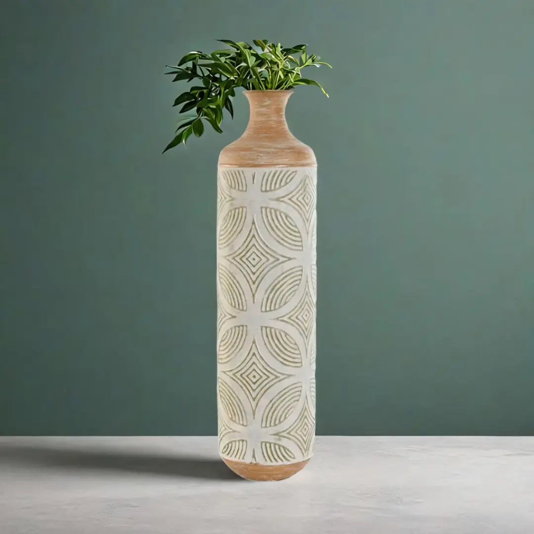 Vase Vert Beige Naturel Métal Tropical Home ESPRIT